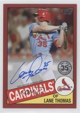 2020 Topps 1985 Baseball Series 2 Red 3/25 Lane Thomas #85BA-LTH Auto 2x4