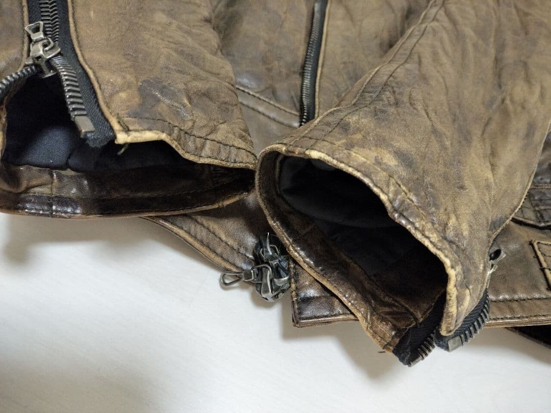 M Size Leather Jacket Shellac Rider'S Horseskin 48 - image 8