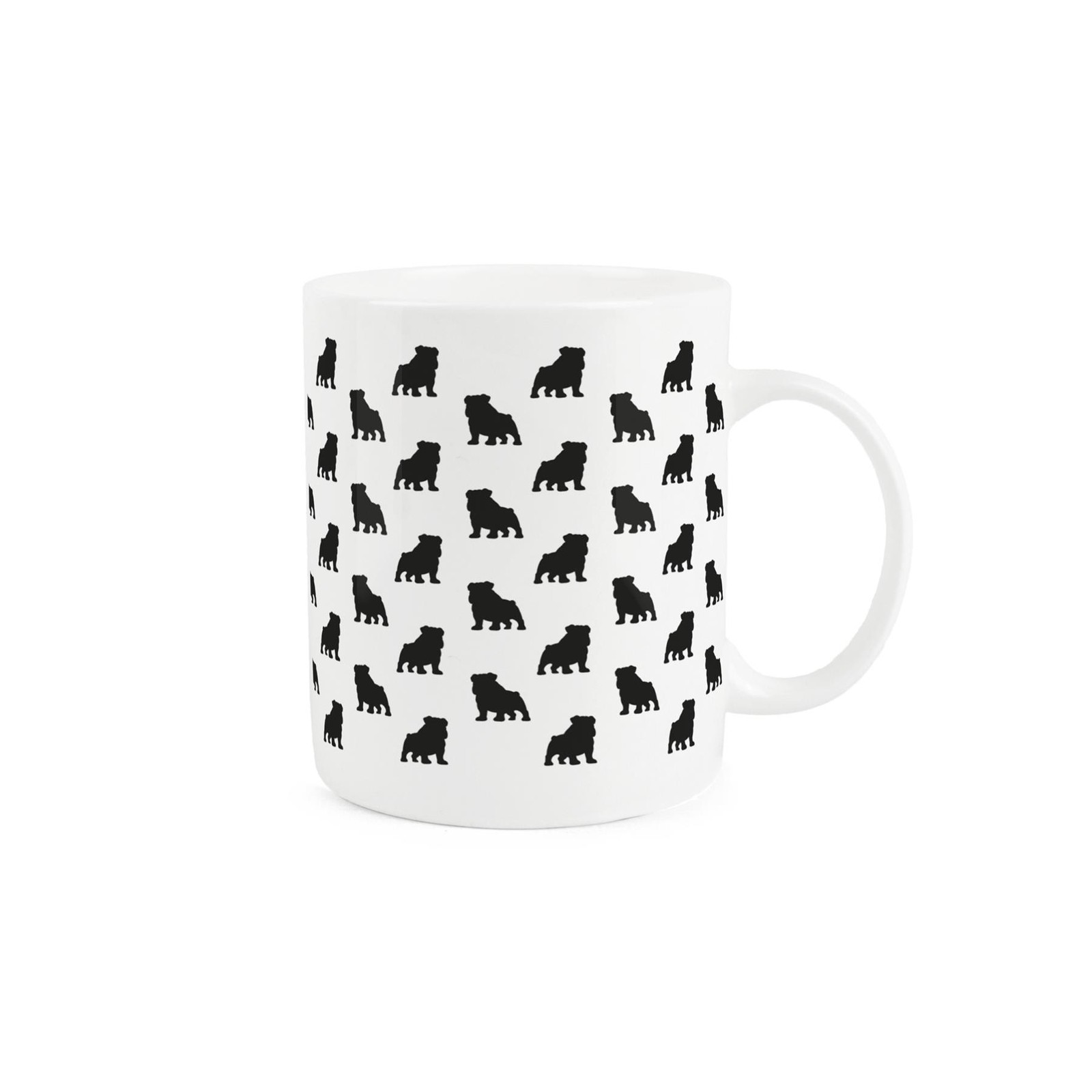 Bulldog Mug - Black Silhouettes 400ml Bone China Tea/Coffee Cup Gift