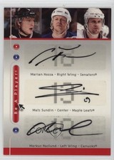2005-06 Be a Player SP Signatures Triples Marian Hossa Mats Sundin Auto HOF 4gd