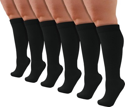 Winterlace Womens Queen Size Trouser Socks, 6 Pairs Knee High Dress Socks Stretc