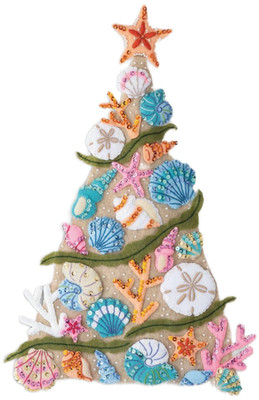Coastal Christmas 89500E Bucilla Felt Wall Hanging Kit 12'' x 18'' Beads & Sequins