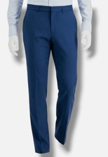 Perry Ellis Portfolio Mens Blue Slim-Fit Stretch Solid Dress Pants Size 34W/32L