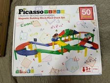 PicassoTiles 50 Piece Racecar Track Magnetic Building Block New Model PTR50