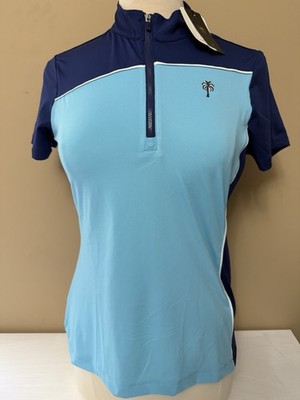 EP PRO NY WOMEN'S 1/4 ZIP GOLF SHORT SLEEVE POLO S M L XL BLUE NEW CLUB LOGO