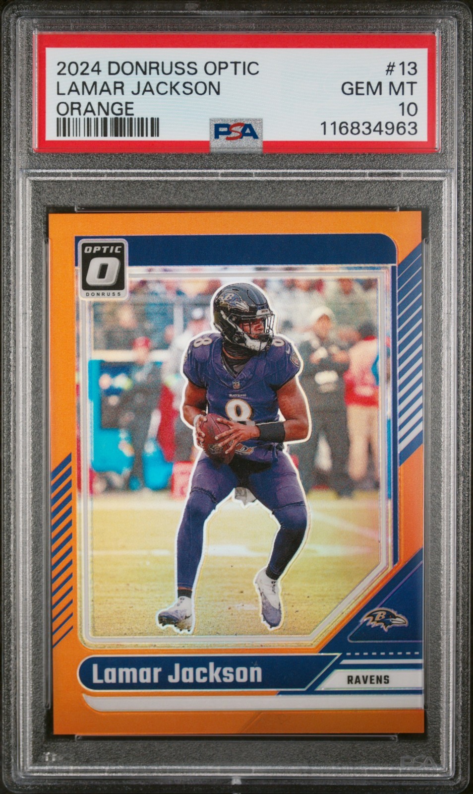 Lamar Jackson 2024 Optic Orange 181/249 PSA 10 #13