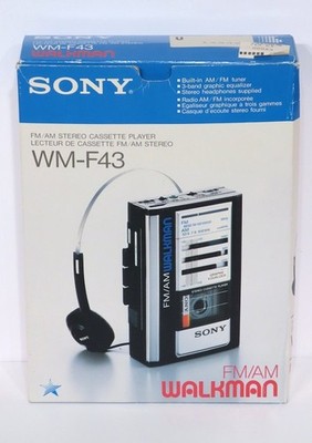 NICE! Sony Walkman WM-F43 AM/FM Cassette Player & Headphones Complete in Box