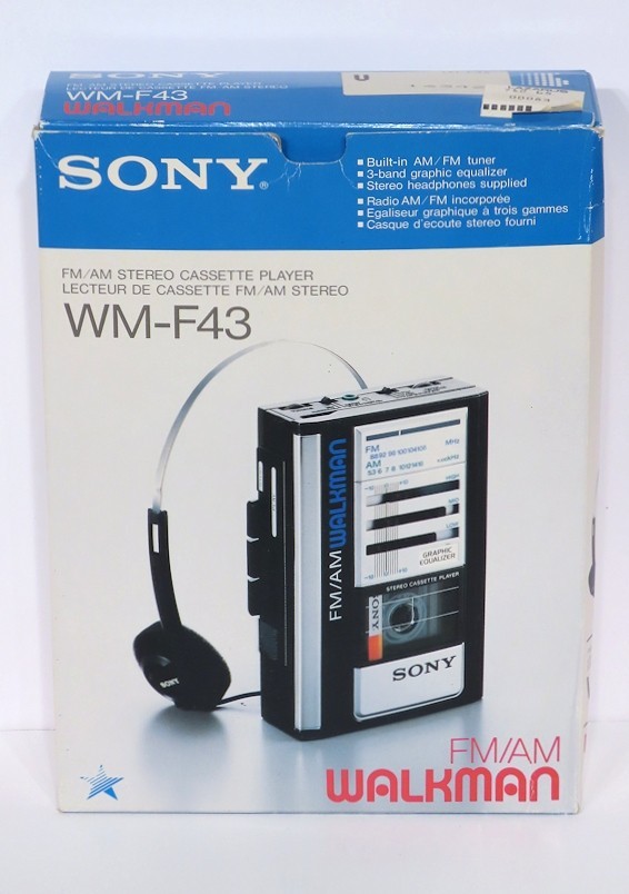 NICE! Sony Walkman WM-F43 AM/FM Cassette Player & Headphones Complete in Box