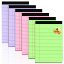 Legal Pads 5x8 Inch 6 Pack Narrow Ruled Colored Mini Writing Notepads NEW