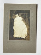 Antique 1880s Cabinet Card Photo of Little Baby Girl In Long Dress - Original 