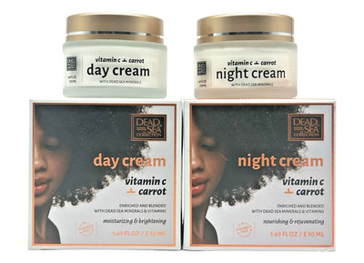 Dead Sea Collection Vitamin C Carrot Day & Night Cream Set 1.69oz Ea Brightening