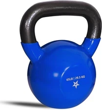 Yes4All 5-65lbs Kettlebells Vinyl Coated Cast 65 lbs, N.65LBs - Blue Dark