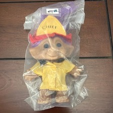 Vintage Treasure Troll By Ace Novelty, Purple Hair Blue Eyes, 4"