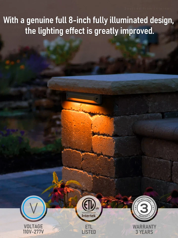 6 Pack 5CCT 8 Inch LED Low Voltage Step Lights, 12-24V AC/DC Deck Light - Image 2 of 4