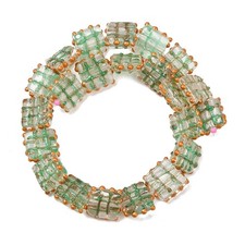 20pcs Green Handmade Gold Sand Lampwork Beads Square Shape Hand Drawn Beads DIY