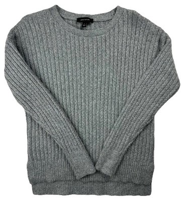 Ann Taylor Women s Small Gray Ribbed Knit Sweater Alpaca Wool Blend Long Sleeve