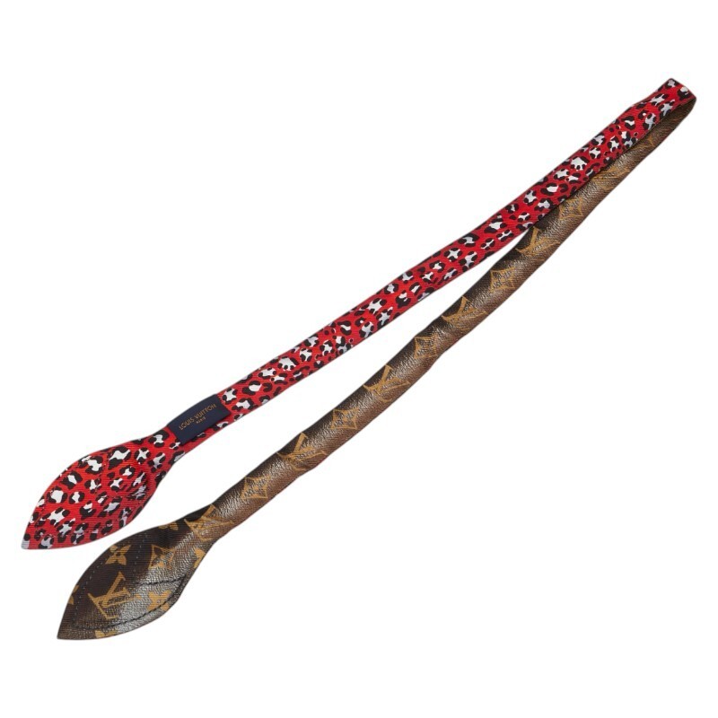 Louis Vuitton Monogram Leopard Silk Scarf M76930 Brown Red for Women