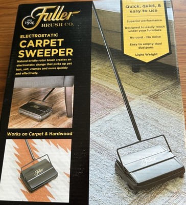 Fuller Brush Electrostatic Hard Floor & Carpet Sweeper 9'' Sweep Path Black New