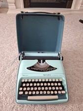 Vtg Remington Streamliner Sperry Rand Portable Manual Typewriter Case Aqua Blue thumbnail