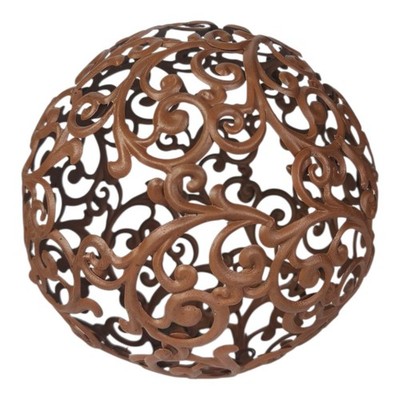 Kugel 18cm rostfarben aus Metall Eisen Dekokugel Ornament Gartenkugel Eisenkugel