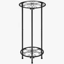 Plant Stand Indoor Outdoor, Metal Rustproof Flower Shelf 2 Tier 23.9 inch, Tall