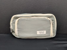 Large Capacity Pencil Case Multi Compartment Stationary & Makeup Bag Gray