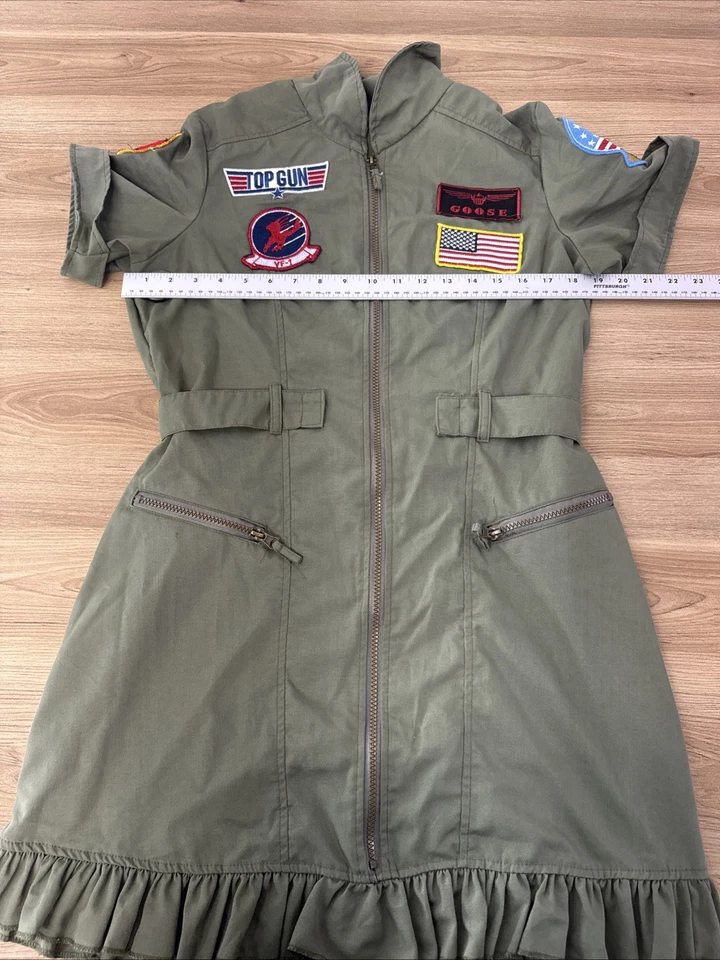 Fantasia feminina Top Gun vestido de Halloween Flight Maverick verde Tomcat tamanho grande - Imagem 4 de 4