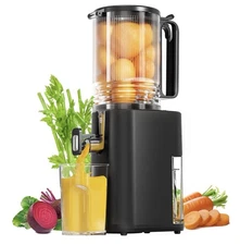 5.5" Large Feed Chute Cold Press Juicer - 250W Slow Masticating for Batch Use