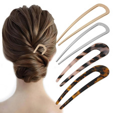 4 PCS French Hair Pins for Women U-Shaped Metal  Tortoise Shell Hair Forks