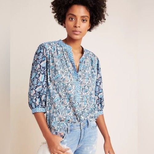 Blusa boho campesina floral jacoba Anthropologie La Vie Rebecca Taylor para mujer XS - Imagen 2 de 10