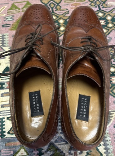 Barneys New York Wingtip Shoes Walnut Brown Leather Men's 7.5 - Picture 2 of 6