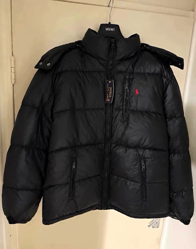Polo Ralph Lauren Men's Black Down Puffer Jacket Full Zip Short XL