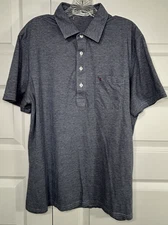 Criquet Short Sleeve Golf Polo Shirt Blue 100% Pima Cotton Mens Size Large