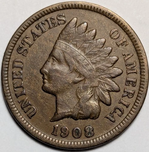 1908 s indian head penny cent 1c - free shipping