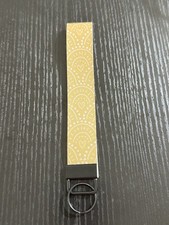Yellow Boho fabric keychain with Black metal