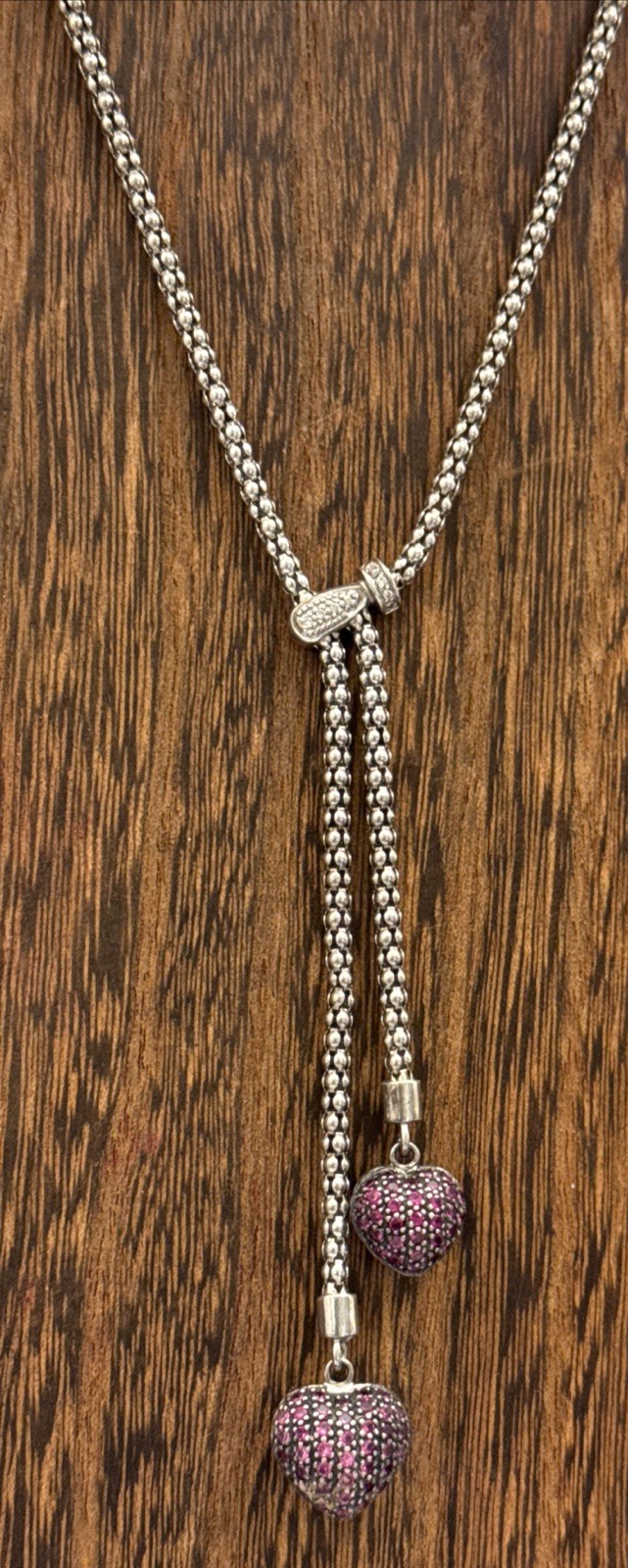 Double Heart Necklace Lab Created Ruby Diamond Ta… - image 20