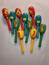 Set of 11 Hand painted mini 5 inch Mexican Maracas, Mexican instrument.