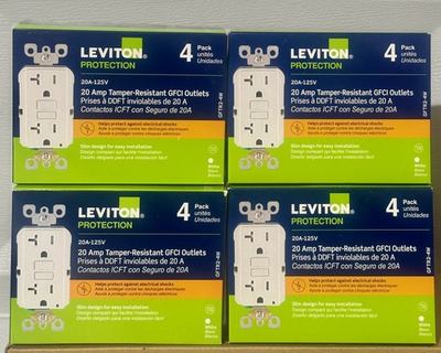 #ad Leviton 20 Amp 125 Volt Tamper Resistant GFCI Outlet White 16 Pack GFTR2 4W $139.99