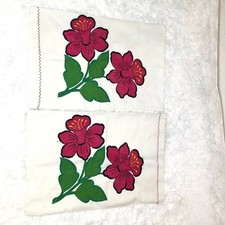 White Embroidered 2 Pillow Covers White Flowers Standard Boho Cottagecore