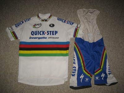 Quick Step Paolo BETTINI World champion shirt + short cycling jersey kit size XL