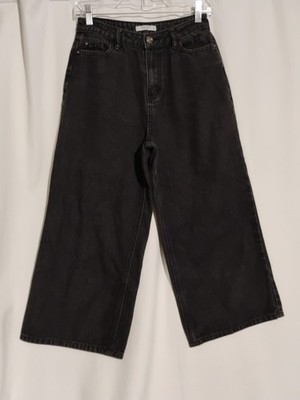CUTE FREE 2B U WOMENS BOHO CROP BLACK DENIM PANTS SZ 8