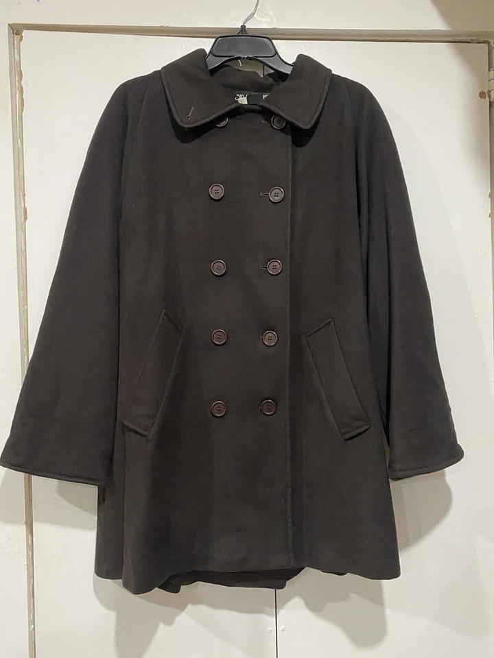 VTG Steve by Searle Coat Brown Womens Sz 6 Double Breasted Cashmere Blend - Image 4 of 4
