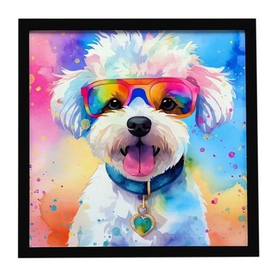 Carolines Treasures DAC2462MFP88 8 x 8 in. Bichon Frise Hippie Dawg Framed Me...
