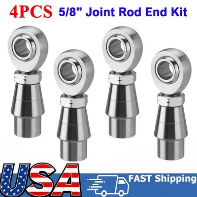 4Pcs 5/8'' Joint Rod End Kit Left and Right Hand Thread Tube Adapters w/ Jam Nut