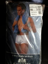 New Vintage Men's 3 Pack Stafford Full Cut Briefs Underwear 40"