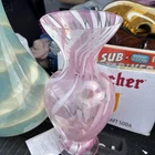 Vintage Murano Pink White Swirled Glass Vase 18”