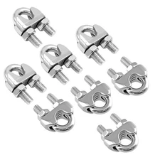 6 Pack 3/8 Inch M10 Stainless Steel Wire Rope Cable Clip Clamp, U Bolt Saddle Fa