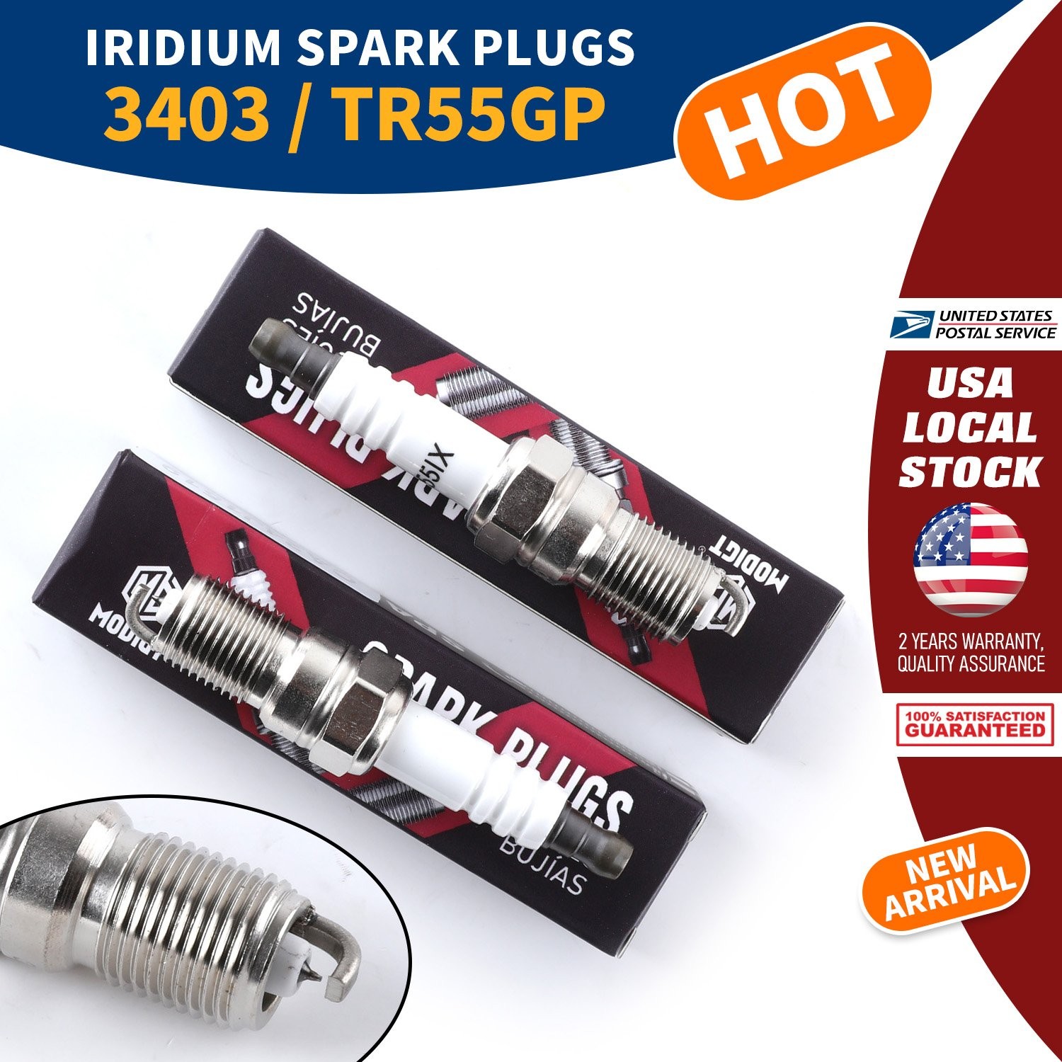 2X For NGK 3403/TR55GP Iridium Spark Plugs For Buick Lincoln Jaguar Cadillac US