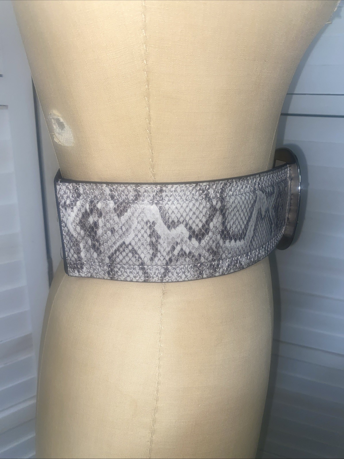 Python Snake Skin Leather Belt Stretch Back 3” Wi… - image 3