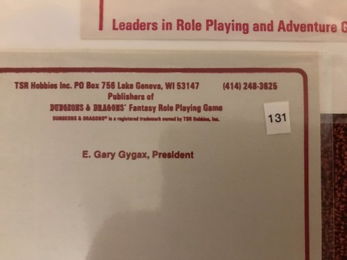 Gary Gygax: COA - Stationary - From the Desk of Gary Gygax + 2 Envelopes TSR D&D - Picture 3 of 7